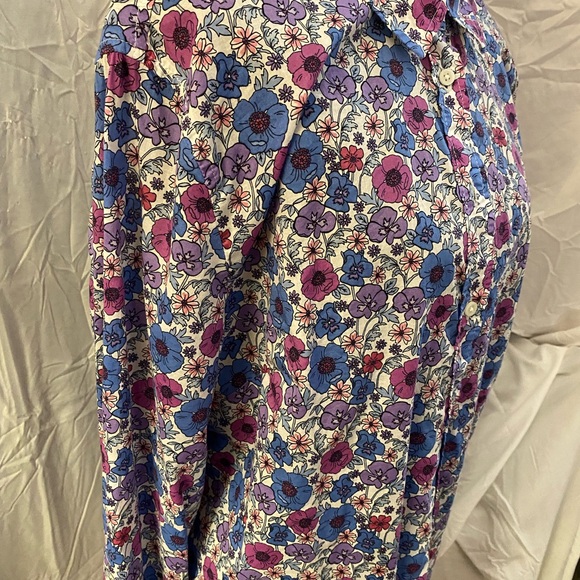 Talbots Blue and Purple Floral Button Down Shirt - Picture 5 of 11